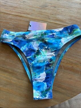 Jolyn Clothing Blue Green Multi Watercolor Bikini Bottom ZOE Style